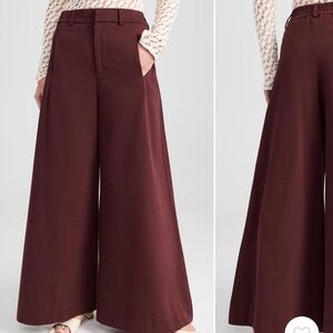 Sea New York Wide-Leg High-Rise Palazzo Pants in Burgundy
